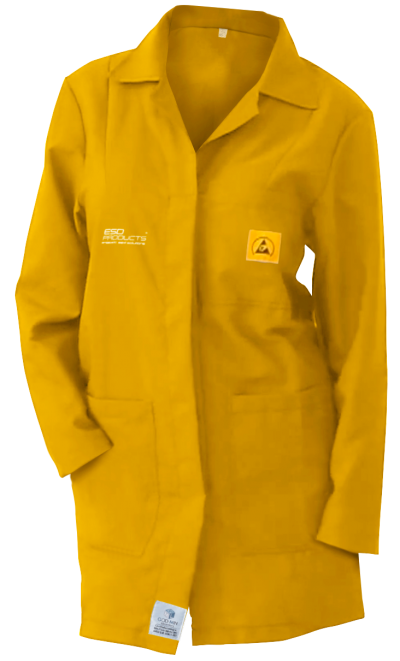 ESD Lab Coat 1/2 Length ESD Smock Yellow Female XXL Antistatic Clothing ESD Garment